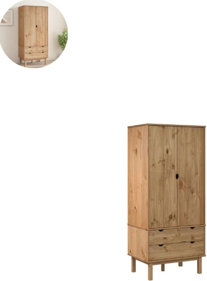 GranMaison Kledingkast Slaapkamer Kledingkasten Ladekasten Commode Organizer Massief Bruin