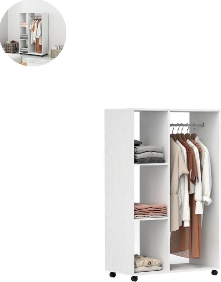 GranMaison Kledingkast Slaapkamer Kledingkasten Ladekasten Commode Organizer Massief Wit