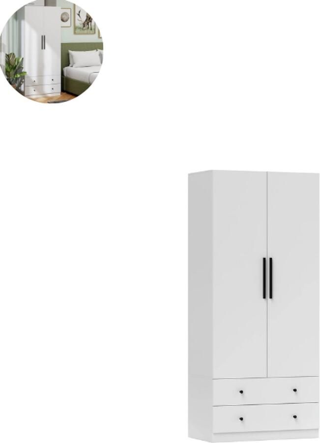 GranMaison Kledingkast Slaapkamer Kledingkasten Ladekasten Commode Organizer Massief Wit