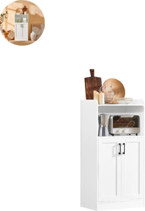 GranMaison Magnetronkast Keukenkast Keukenrek Staand Ovenkast 60 x 120 x 40 cm (b x h x d) Organizers Dubbele Draagplank Aanrecht Organiser Wit