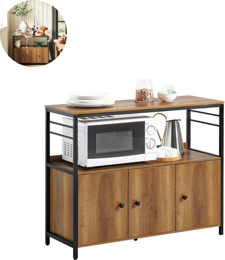 GranMaison Magnetronkast Keukenkast Keukenrek Staand Ovenkast Rek 100x38x80 cm Organizers Dubbele Draagplank Aanrecht Organiser