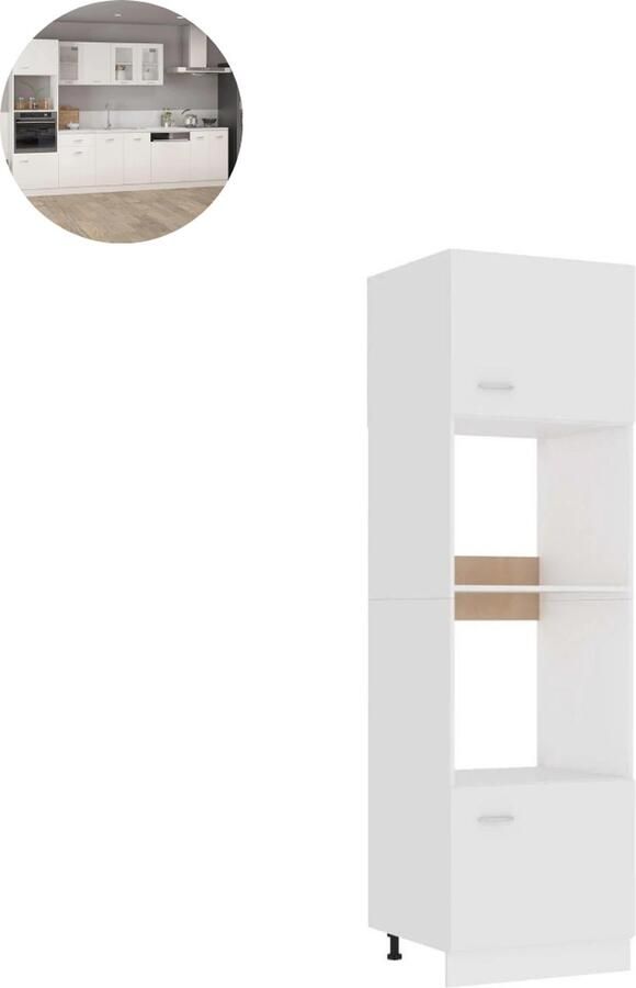 GranMaison Magnetronkast Keukenkast Keukenrek Staand Ovenkast Rek 60x57x207 cm Organizers Dubbele Draagplank Aanrecht Organiser