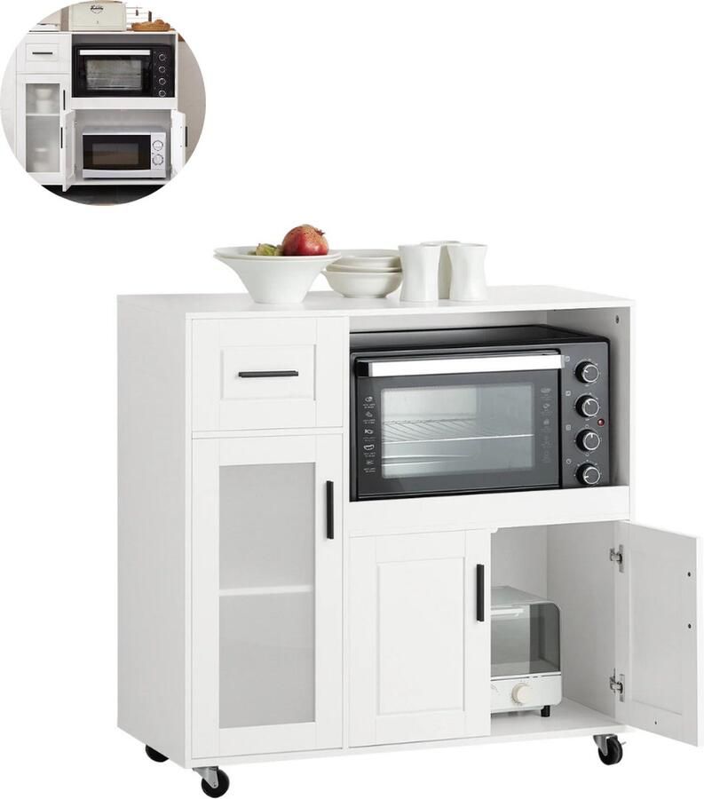 GranMaison Magnetronkast Keukenkast Keukenrek Staand Ovenkast Rek 89 x 40 x 89 cm Organizers Dubbele Draagplank Aanrecht Organiser - Foto 2