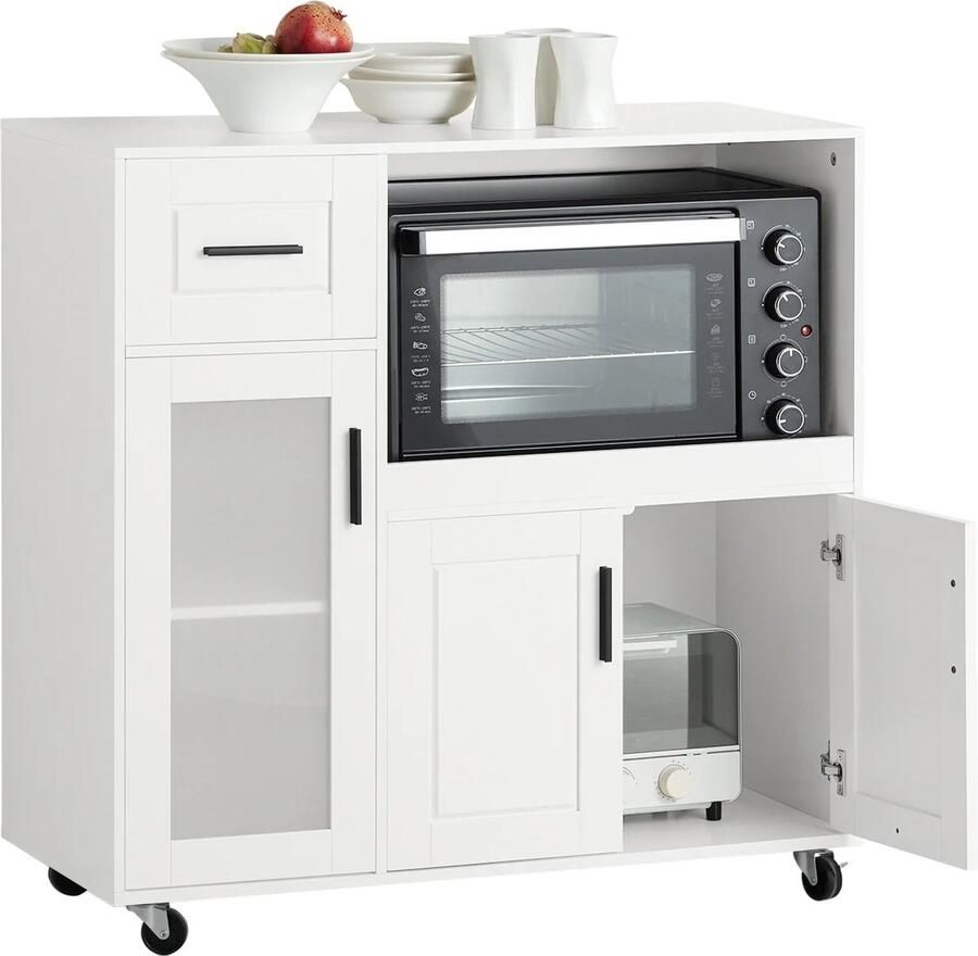 GranMaison Magnetronkast Keukenkast Keukenrek Staand Ovenkast Rek 89 x 40 x 89 cm Organizers Dubbele Draagplank Aanrecht Organiser