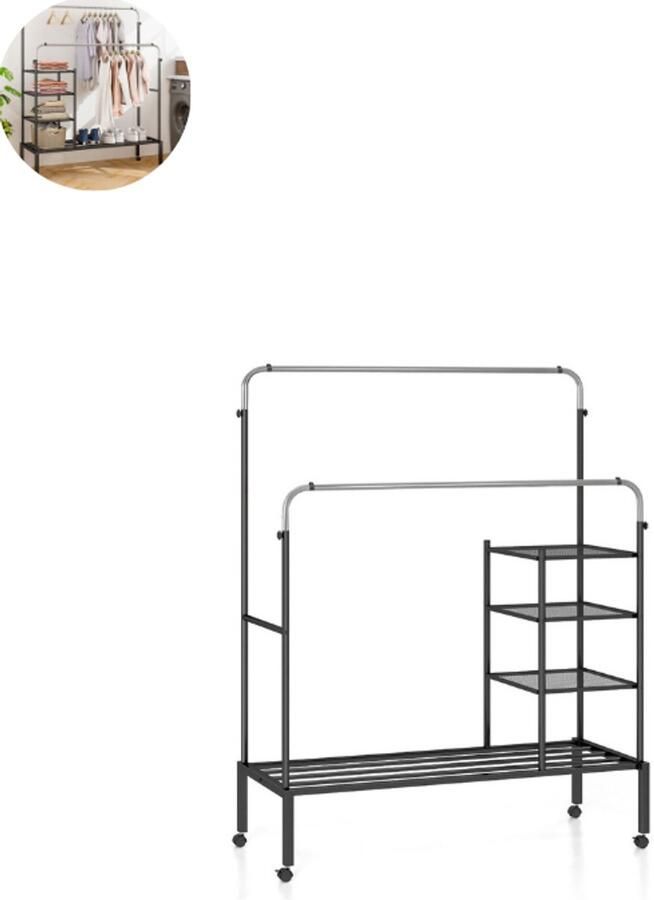 GranMaison Open Kledingkast Slaapkamer Kledingkasten Ladekasten Kledingrek Dressing Kasten Organizer Staal Zilver