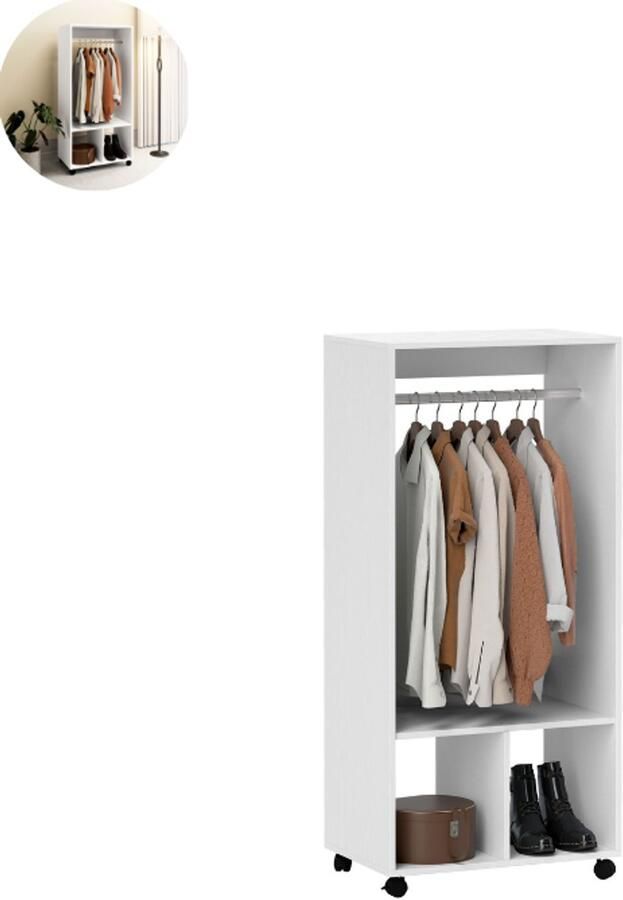 GranMaison Open Kledingkast Slaapkamer Kledingkasten Ladekasten Kledingrek Dressing Kasten Organizer Hout Wit