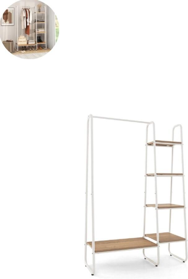 GranMaison Open Kledingkast Slaapkamer Kledingkasten Ladekasten Kledingrek Dressing Kasten Organizer Metaal Wit