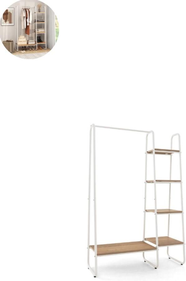 GranMaison Open Kledingkast Slaapkamer Kledingkasten Ladekasten Kledingrek Dressing Kasten Organizer Metaal Wit