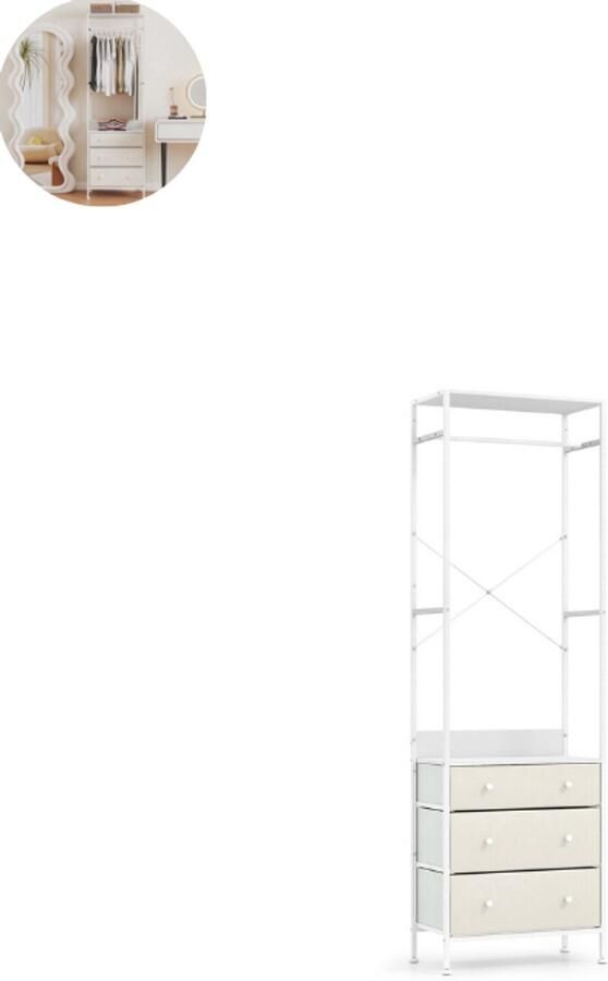 GranMaison Open Kledingkast Slaapkamer Kledingkasten Ladekasten Kledingrek Dressing Kasten Organizer Metaal Wit