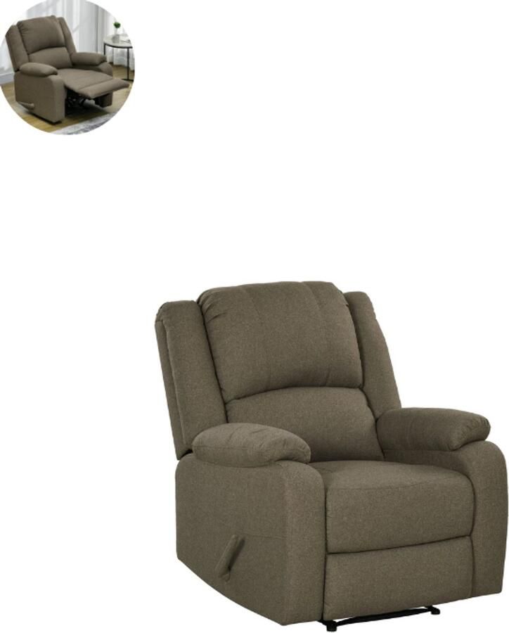 GranMaison Relaxfauteuil Zetel Relaxstoel Relaxzetel Stof 1 persoons Met armleuning Zeer comfortabel Elektrisch Bruin