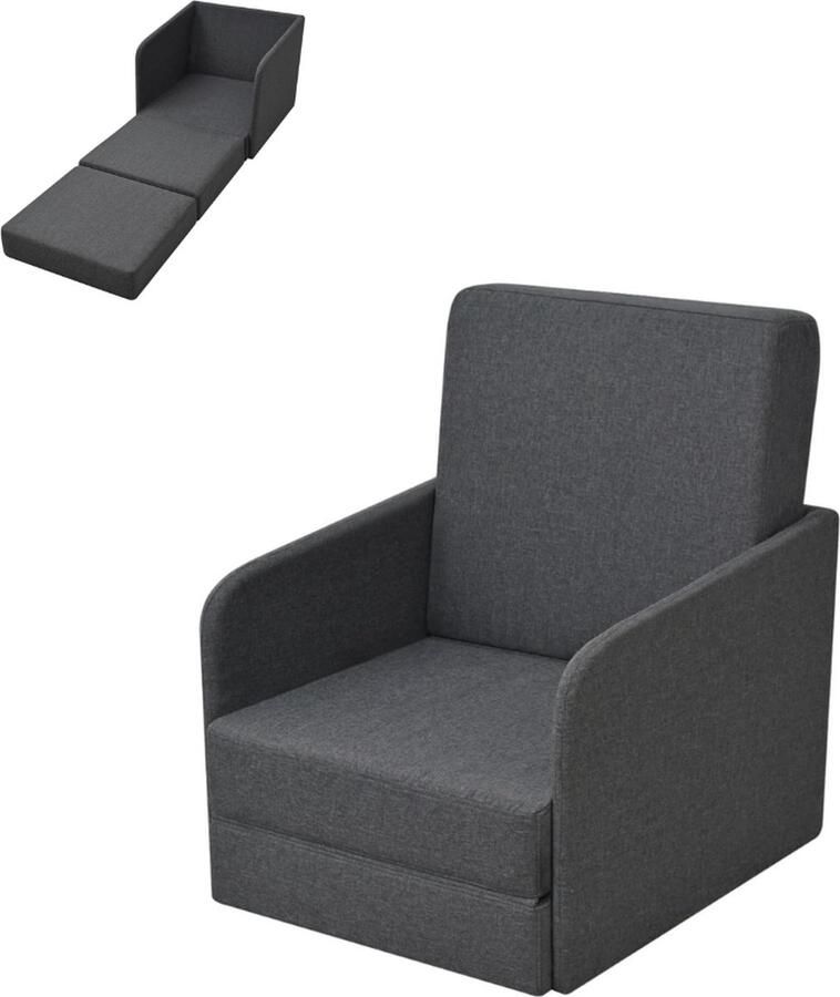 GranMaison Slaapstoel Uitklapbaar Slaapbank Logeerbed Zetelbed Slaapfauteuil Vouwbed 1 persoons Zeer comfortabel Donkergrijs
