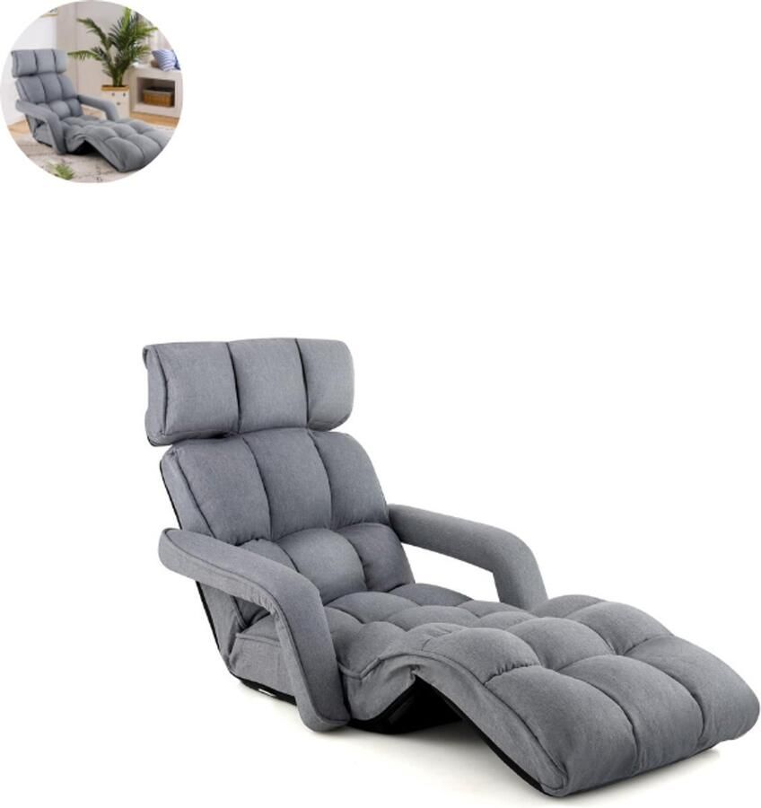 LBB Slaapstoel Uitklapbare 1 persoons Bed of Slaapstoel Zetelbed Zeer comfortabel Vouwbed Grijs Logeerbed slaapfauteuil slaapbank opvouwbaar - Foto 7