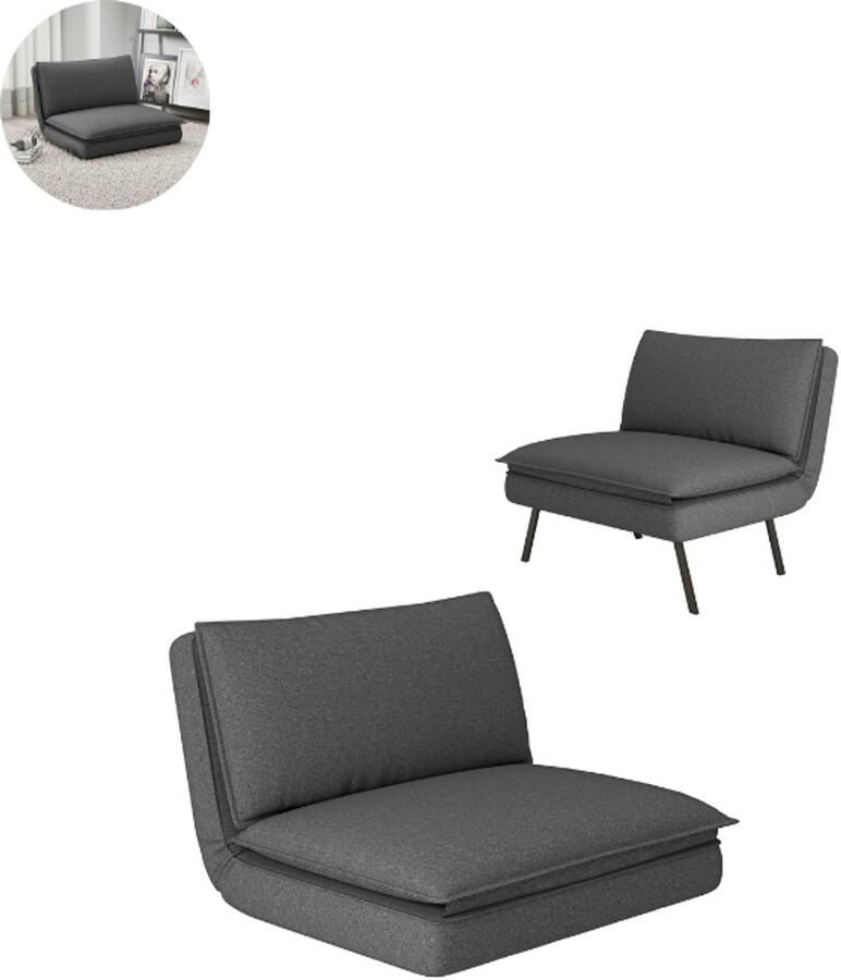 GranMaison Slaapstoel Uitklapbaar Slaapbank Logeerbed Zetelbed Slaapfauteuil Vouwbed 1 persoons Zeer comfortabel Donkergrijs - Foto 5