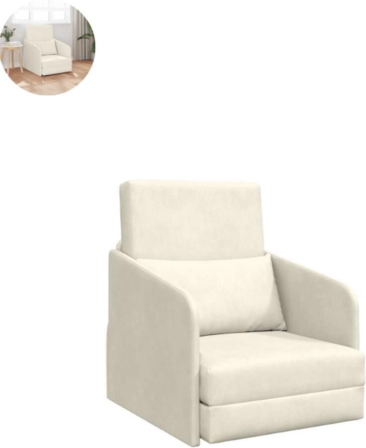 GranMaison Slaapstoel Uitklapbaar Slaapbank Logeerbed Zetelbed Slaapfauteuil Vouwbed 1 persoons Zeer comfortabel Crème