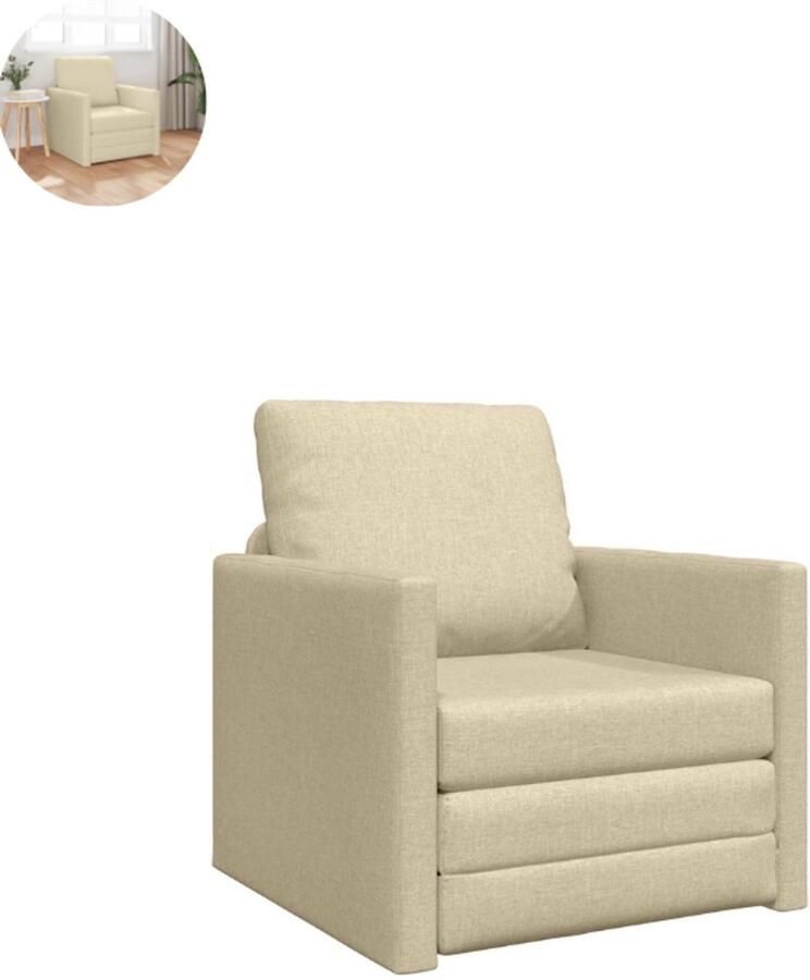 GranMaison Slaapstoel Uitklapbaar Slaapbank Logeerbed Zetelbed Slaapfauteuil Vouwbed 1 persoons Zeer comfortabel Crème