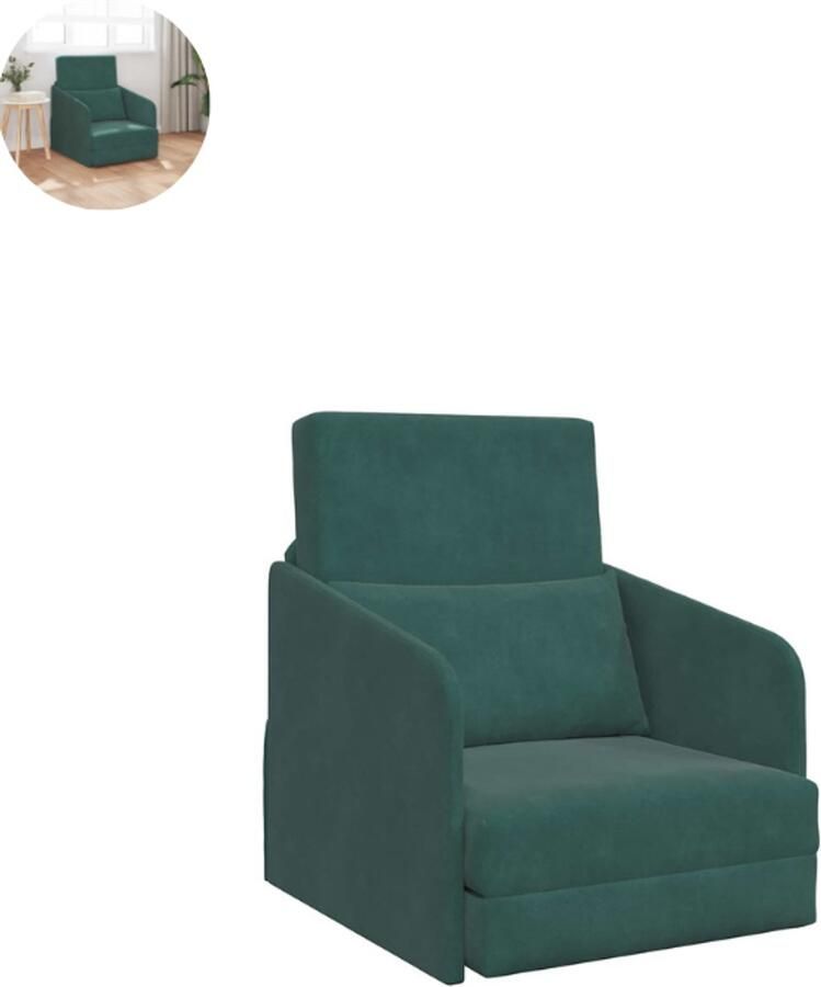 GranMaison Slaapstoel Uitklapbaar Slaapbank Logeerbed Zetelbed Slaapfauteuil Vouwbed 1 persoons Zeer comfortabel Donkergroen