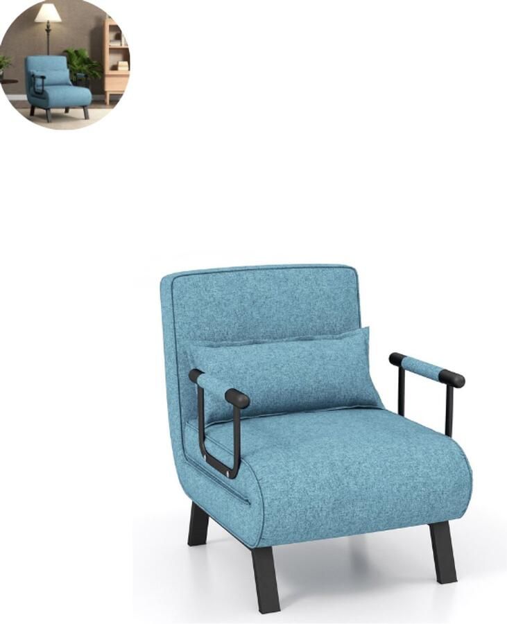 GranMaison Slaapstoel Uitklapbaar Slaapbank Logeerbed Zetelbed Slaapfauteuil Vouwbed 1 persoons Zeer comfortabel Turquoise