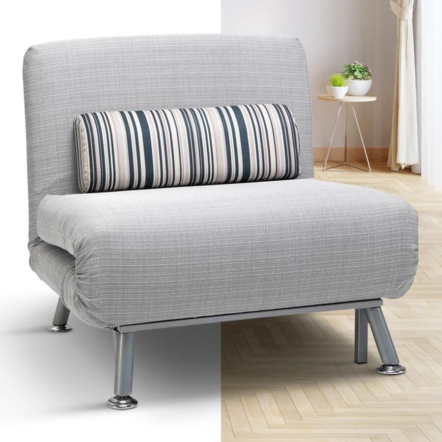 LBB Slaapstoel Uitklapbare 1 persoons Bed of Slaapstoel Zetelbed Zeer comfortabel Vouwbed Grijs Logeerbed slaapfauteuil slaapbank opvouwbaar - Foto 2