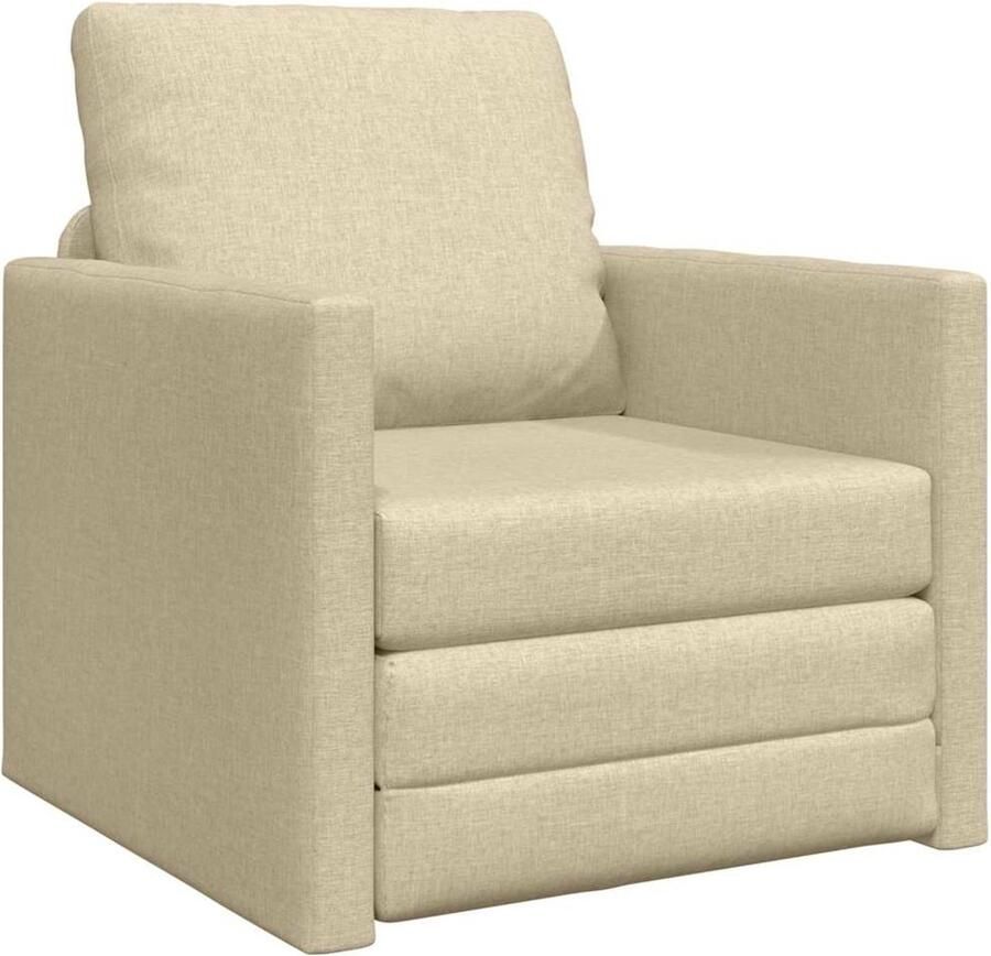 GranMaison Slaapstoel Uitklapbaar Slaapbank Logeerbed Zetelbed Slaapfauteuil Vouwbed 1 persoons Zeer comfortabel Crème