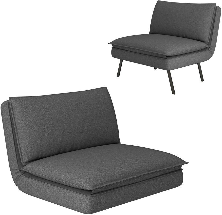 GranMaison Slaapstoel Uitklapbaar Slaapbank Logeerbed Zetelbed Slaapfauteuil Vouwbed 1 persoons Zeer comfortabel Donkergrijs - Foto 2