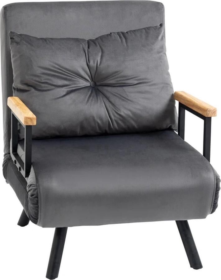 GranMaison Slaapstoel Uitklapbaar Slaapbank Logeerbed Zetelbed Slaapfauteuil Vouwbed 1 persoons Zeer comfortabel Donkergrijs - Foto 6