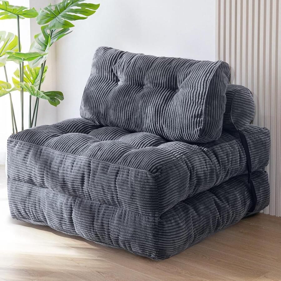 LBB Slaapstoel Uitklapbare 1 persoons Bed of Slaapstoel Zetelbed Zeer comfortabel Vouwbed Grijs Logeerbed slaapfauteuil slaapbank opvouwbaar - Foto 3