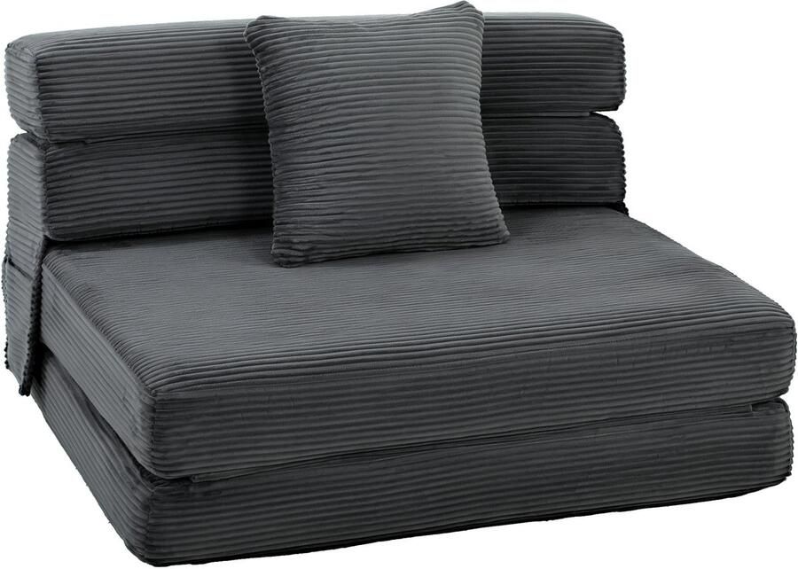 GranMaison Slaapstoel Uitklapbaar Slaapbank Logeerbed Zetelbed Slaapfauteuil Vouwbed 1 persoons Zeer comfortabel Donkergrijs - Foto 8