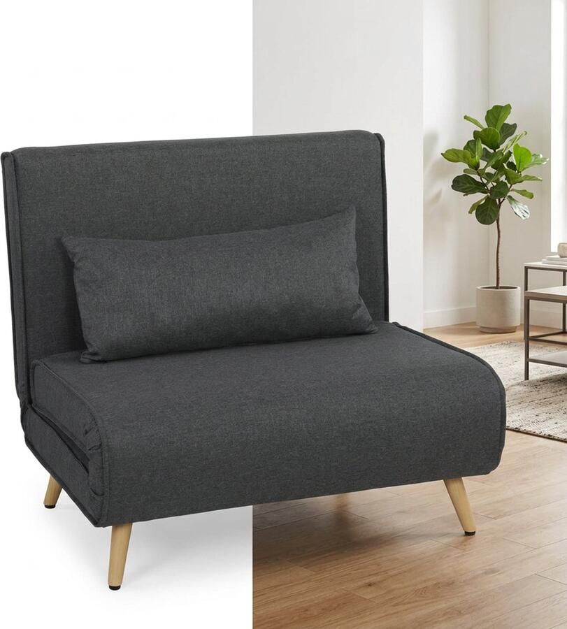 LBB Slaapstoel Uitklapbare 1 persoons Bed of Slaapstoel Zetelbed Zeer comfortabel Vouwbed Grijs Logeerbed slaapfauteuil slaapbank opvouwbaar - Foto 8