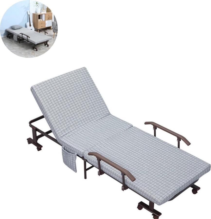 GranMaison Vouwbed Opklapbed Logeerbed Zetelbed Logeermatras 1 persoons Metalen frame Verstelbaar Lichtgrijs