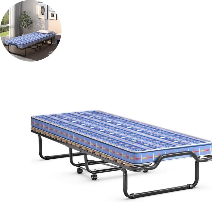GranMaison Vouwbed Opklapbed Logeerbed Zetelbed Veldbed Kampeerbed Logeermatras 1 persoons Metalen frame