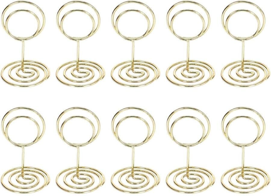 Granvoo 10 stuks metalen plaatskaarthouders mini-tafelnummerhouders 5 cm hoogte fotohouder kaarthouder ronde foto-pickkaart fotomemohouder kaarthouder tafel gemaakt van metaaldraad voor bruiloft feest