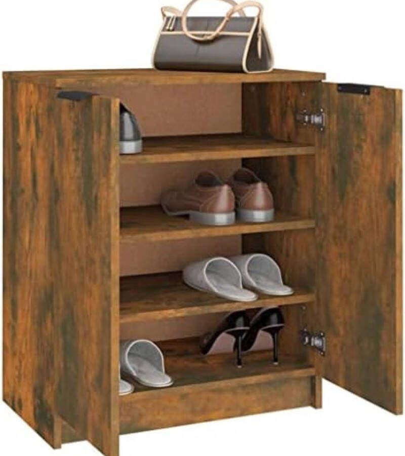 Gratyfied Schoenenkastje Schoenenkasten met deur Halkastje Halkasten met deuren 59x35x70 cm Gerookt eiken