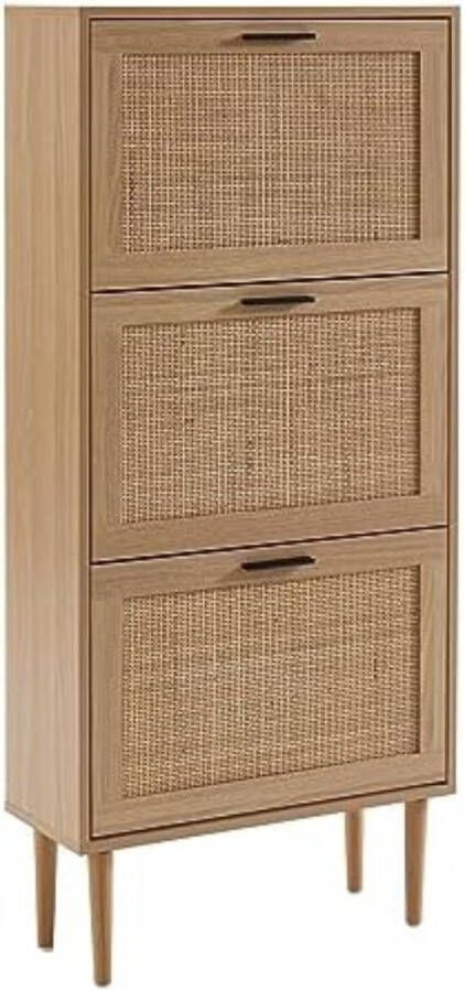 Gratyfied Schoenenkastje Schoenenkasten met deur Halkastje Halkasten met deuren 60 x 23 5 x 131 cm Lichtbruin