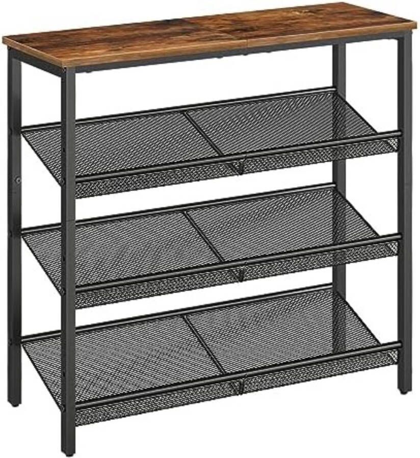 Gratyfied Schoenenkastje Schoenenkasten met deur Halkastje Halkasten met deuren 75 x 30 x 69 cm Vinyl Ruïne + Zwart