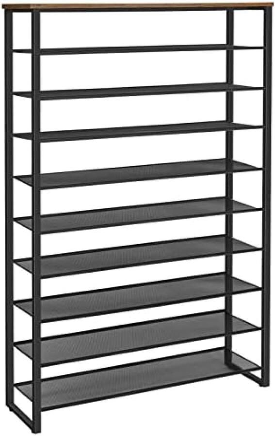 Gravora 10-laags schoenenrek met metalen rooster ruimtebesparend opbergsysteem