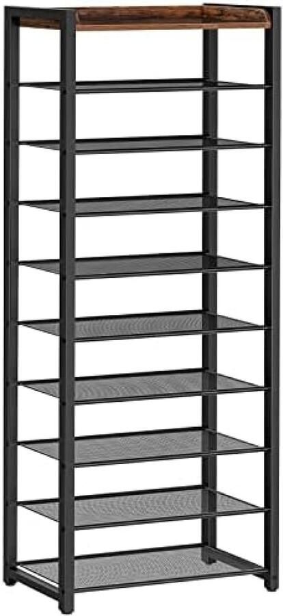 Gravora 10-laags schoenenrek met roosters ruimtebesparend opbergmeubel voor hal of woonkamer