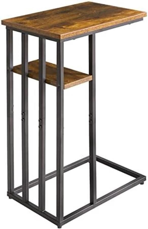 Gravora Mobiele Bijzettafel met Industrieel Design Bruin