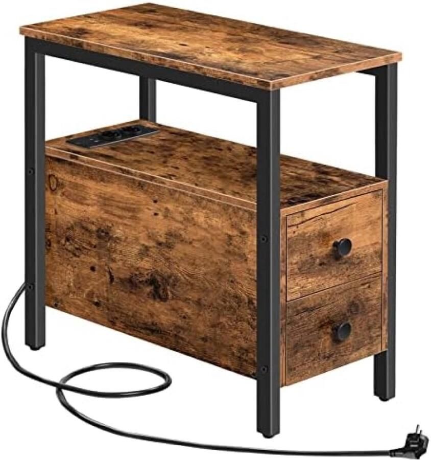 Gravora Multifunctionele Bijzettafel met Laadmogelijkheid en Opberglades