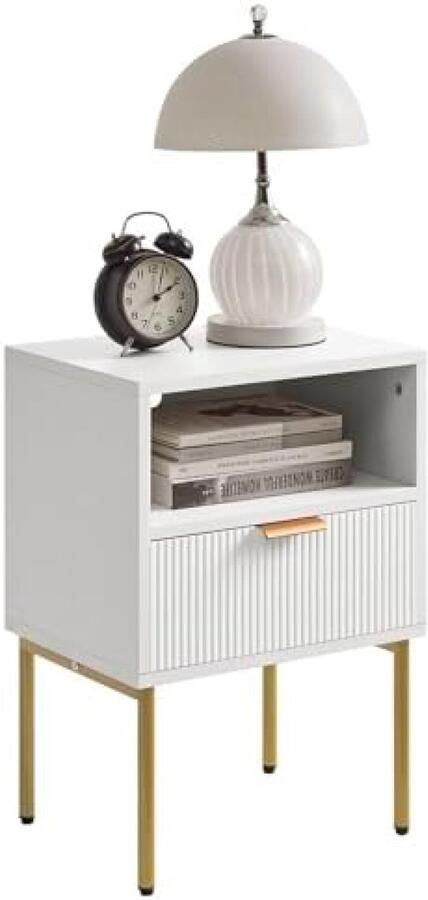 Gravora Nachtkastje met Lade Modern Design in Witte Afwerking