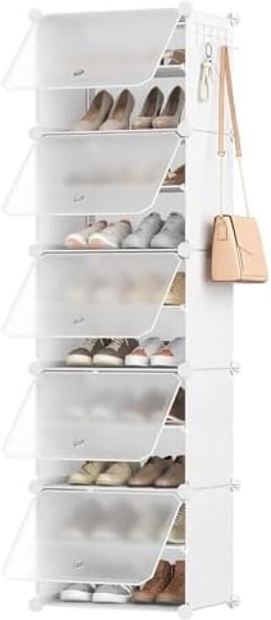 Gravora Opbergkast voor 20 paar schoenen met deuren Ruimtebesparend organisatiesysteem
