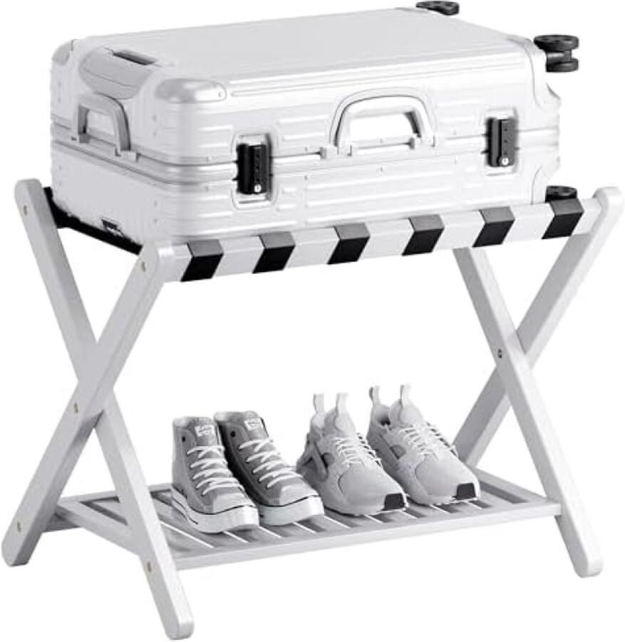 Gravora Opvouwbaar Bagagerek met Dubbele Plank Stevig Bamboe Design