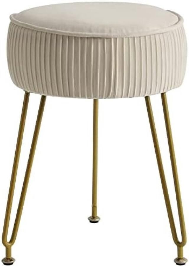 Gravora Ronde Fluweel Poef Luxe Voetenbankje met Gouden Poten