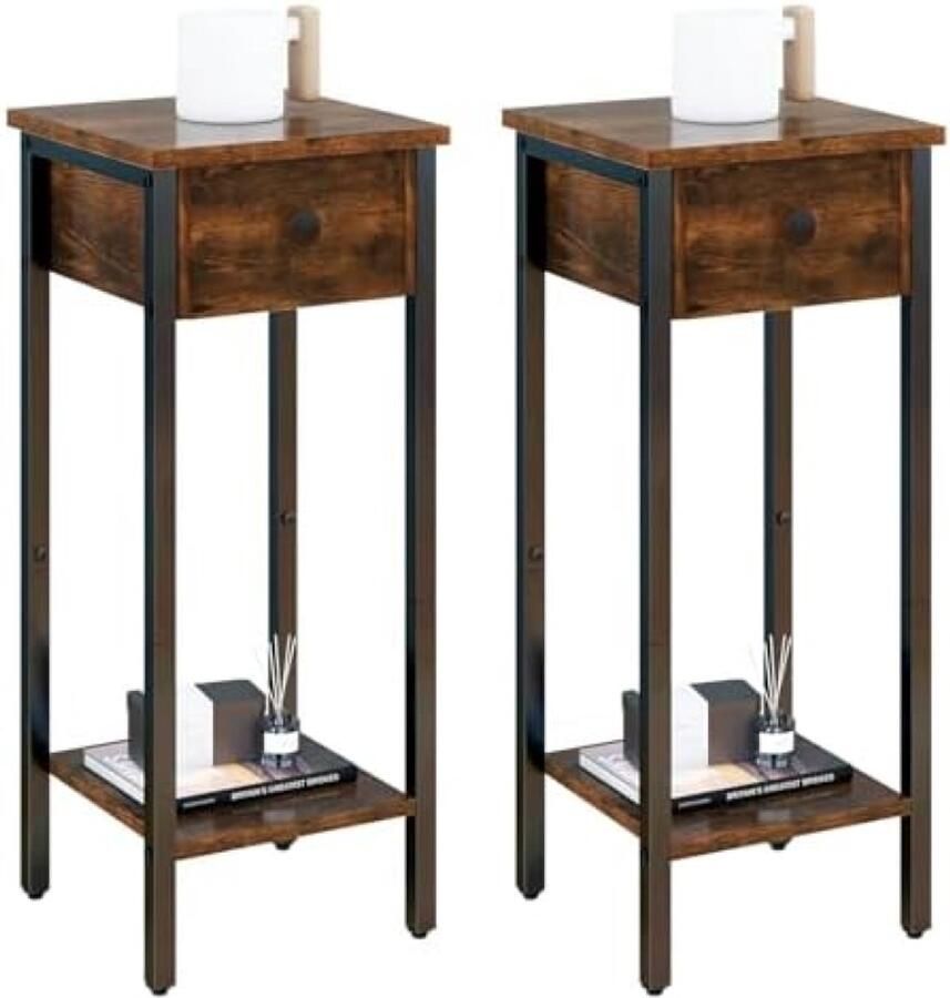 Gravora Slank nachtkastje met lade Compact design voor kleine ruimtes