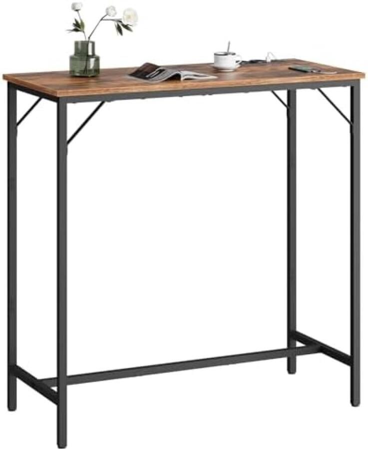 Gravora Smalle Bartafel met Oplaadmogelijkheid Vintage Bruin