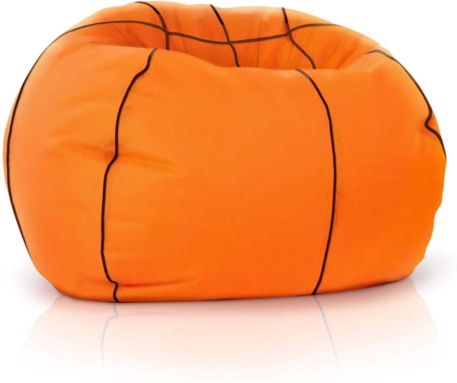 Green Bean Basketbal Zitzak 90cm met 250 Liter EPS-korrelvulling Ideaal voor Kinderen & Volwassenen Oranje