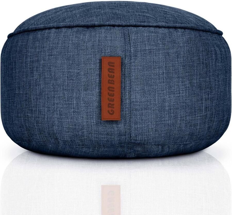Green Bean Home Linen poef 45x25cm met EPS-korrelvulling Voetenbank voor zitzakken Donkerblauw