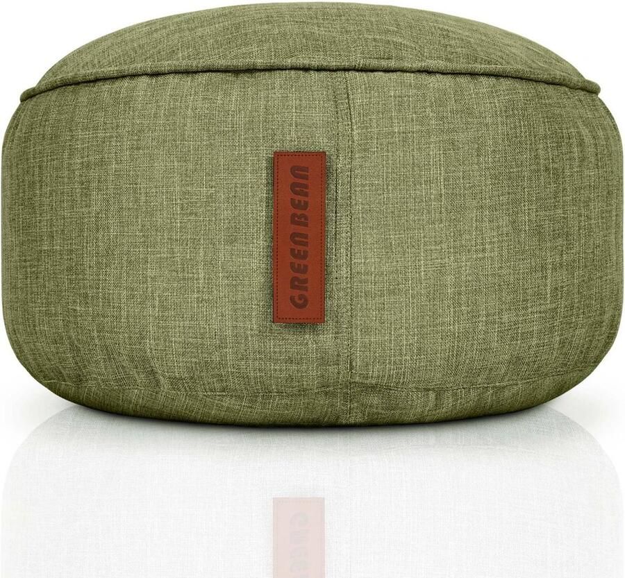 Green Bean Home Linen poef 45x25cm met EPS-korrelvulling Voetenbank voor zitzakken Groen