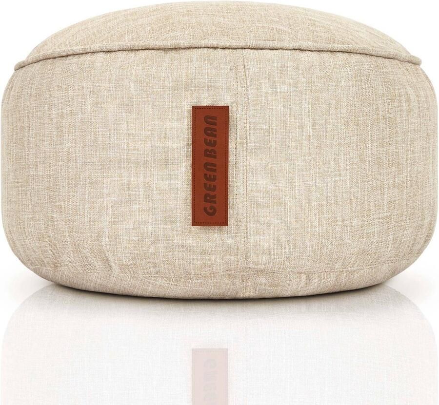 Green Bean Home Linen poef 45x25cm met EPS-korrelvulling Voetenbank voor zitzakken Zand