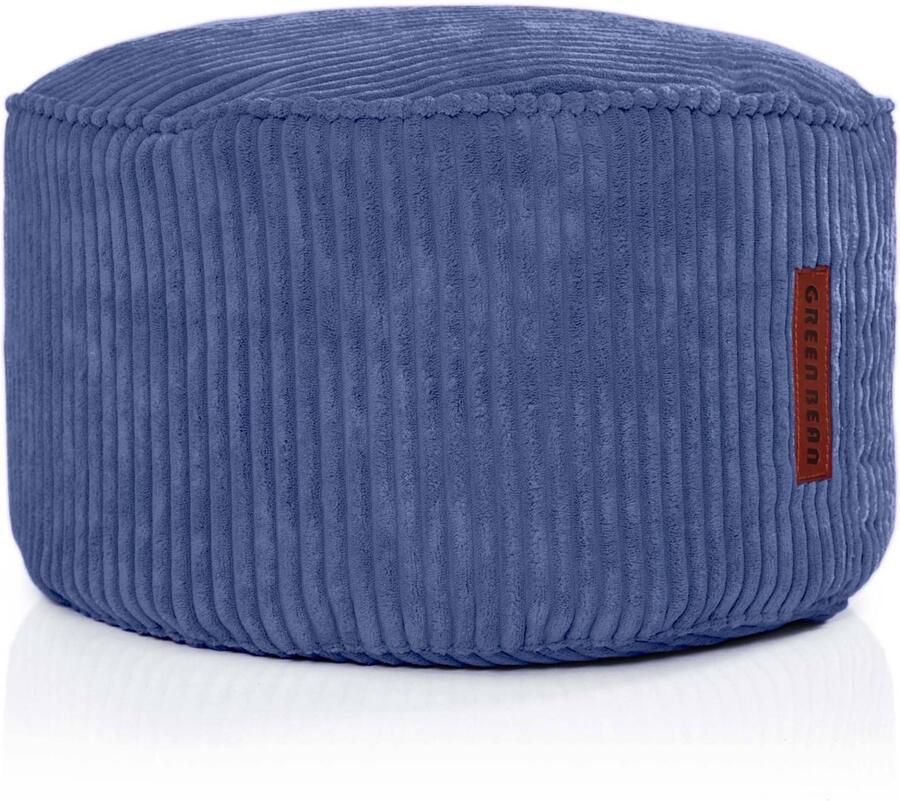 Green Bean Indoor Pouf 45x25cm EPS-kralenvulling & Corduroystof Knuffelzacht Wasbaar Binnen Vloerkussen Ligstoelkussen Zitkussen Poef Fauteuil Kinderen Volwassenen Stof Donkerblauw