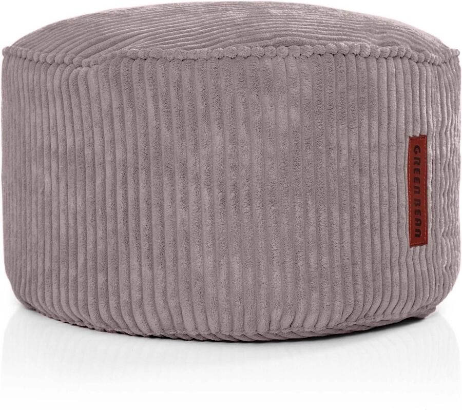 Green Bean Indoor Pouf 45x25cm EPS-kralenvulling & Corduroystof Knuffelzacht Wasbaar Binnen Vloerkussen Ligstoelkussen Zitkussen Kruk Relaxstoel Kinderen Volwassenen Stof Grijs